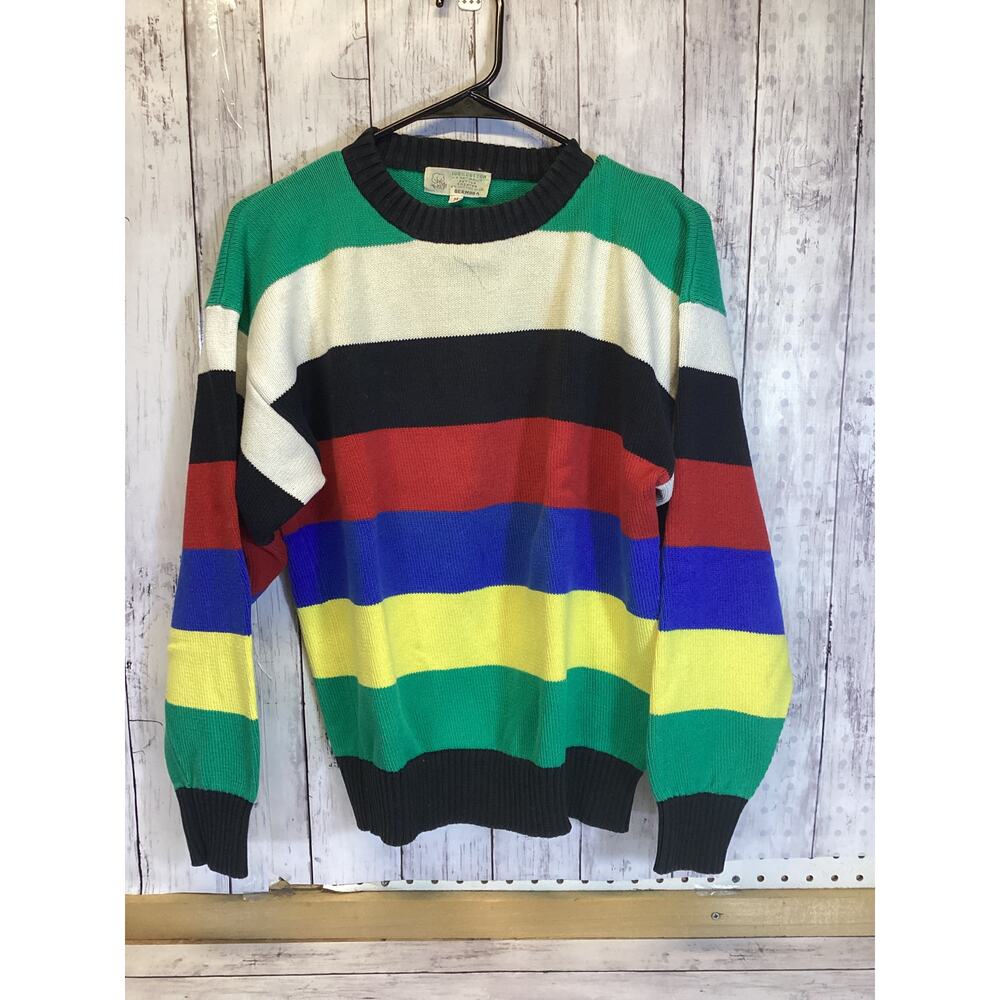 Vintage Striped Knit Crewneck Cotton Sweater – Unisex